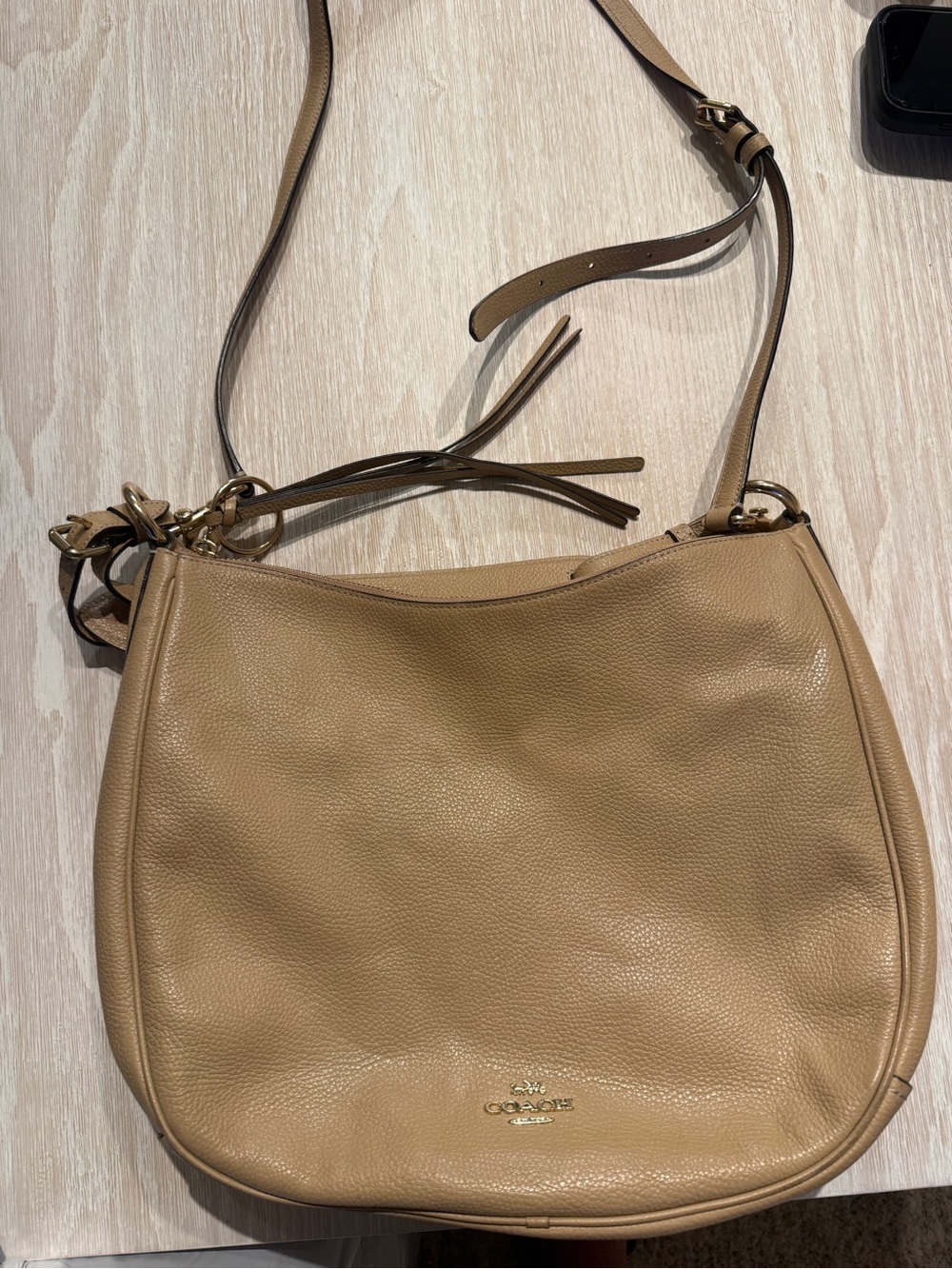 Coach Pebbled Leather Shoulder Bag in Tan